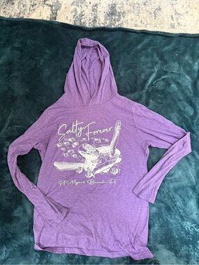 Gildan Purple Hooded Tee with White Sea Turtle Graphic (Ft Myers)